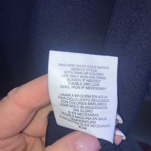 AUW Navy Blouse with Unique Button Shoulders and Side Ruching Vintage - Picture 5 of 6